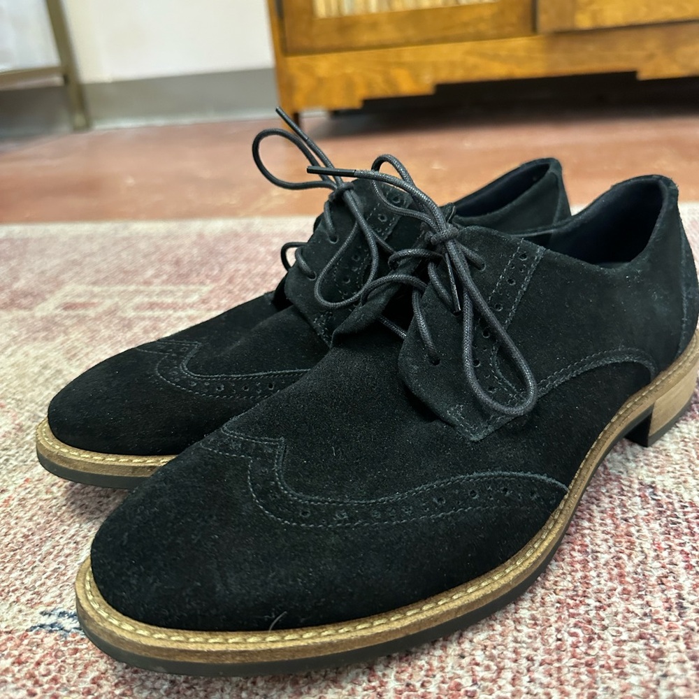 Ecco women’s black suede wingtip loafers size 39 8 - Picture 12 of 13